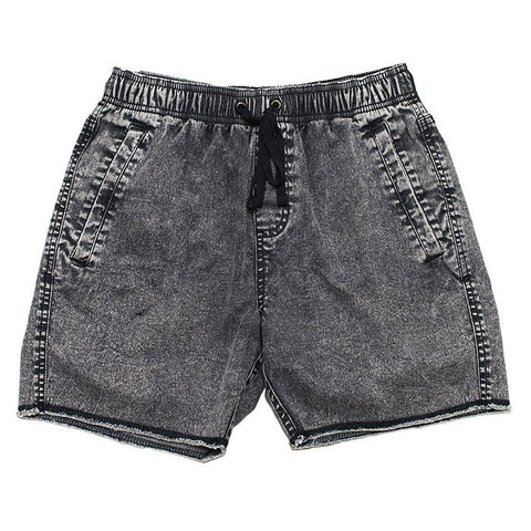 DENIM ELASTIC SHORTS - BLACK ACID