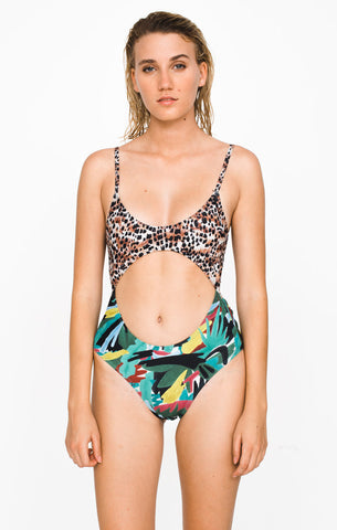 Afends Amelie - One Piece Swimsuit - Animal/Forest