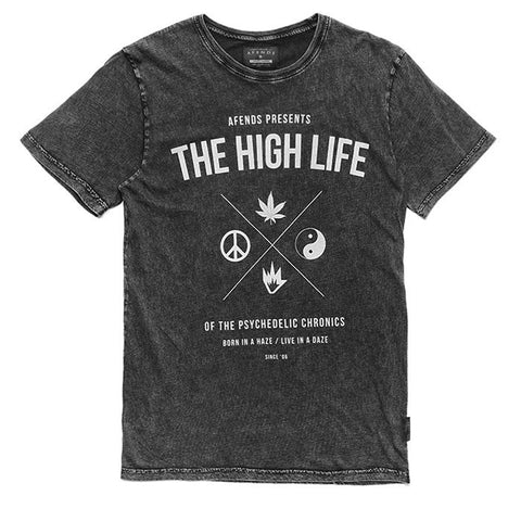 Afends High Life - Slim Fit Tee - Black Acid