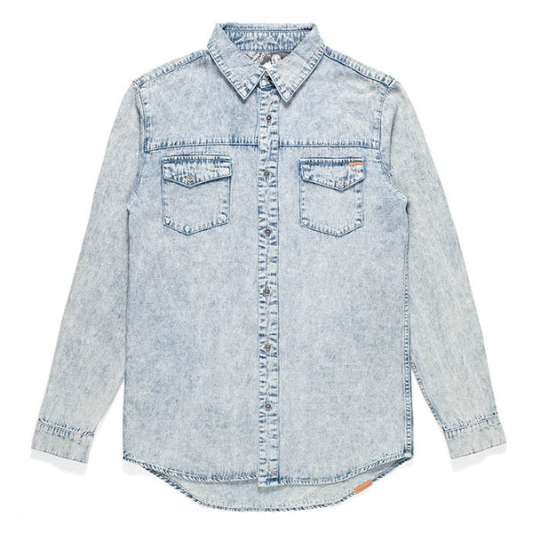 Afends Destroyer - Long Sleeve Shirt - Blue Acid