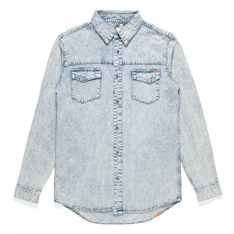 Afends Destroyer - Long Sleeve Shirt - Blue Acid