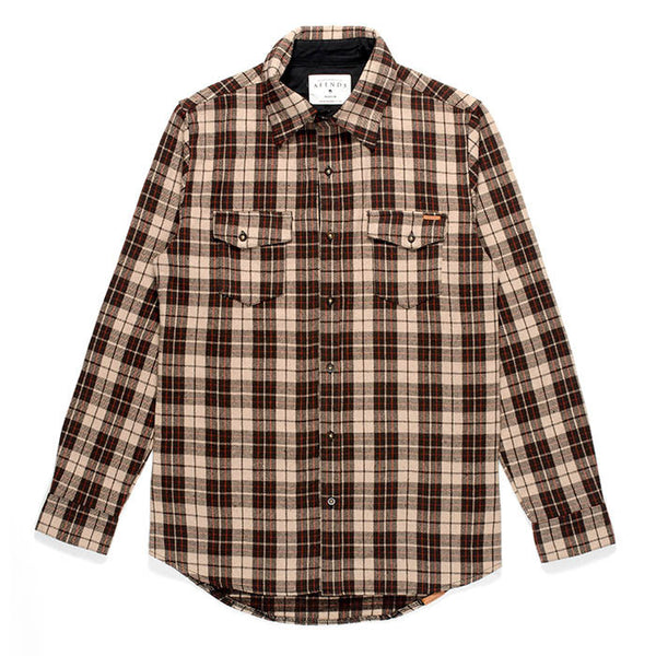 Afends Truckers - Long Sleeve Shirt - Tan Plaid