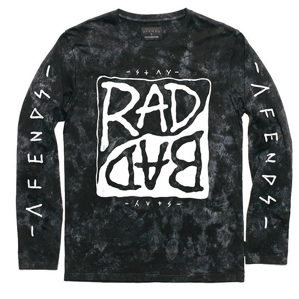 Afends Stay Rad - Long Sleeve Tee - Black Tie Dye