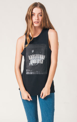 Afends Adventure 4eva - Bandcut Tee - Black