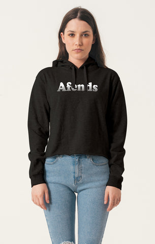 Afends Throw - Fleece Cropped Pull Over Hood - Faded Black