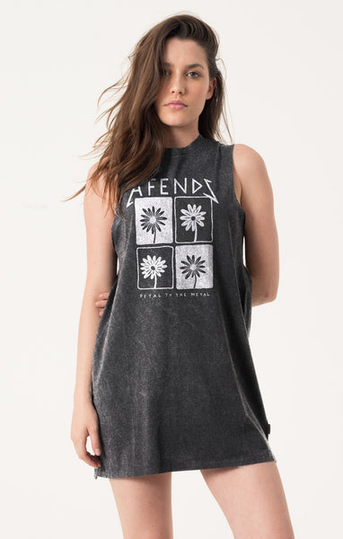 Afends Flowerz - Bandcut Dress - Black Acid