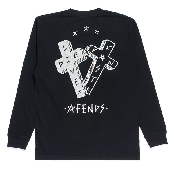 Afends Crossed - Vintage Long Sleeve Tee - Black