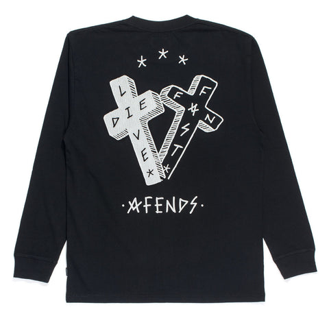 Afends Crossed - Vintage Long Sleeve Tee - Black