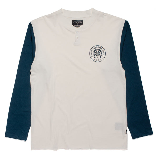 Afends Ground - Baseball Long Sleeve Tee - Natural / Deep Navy
