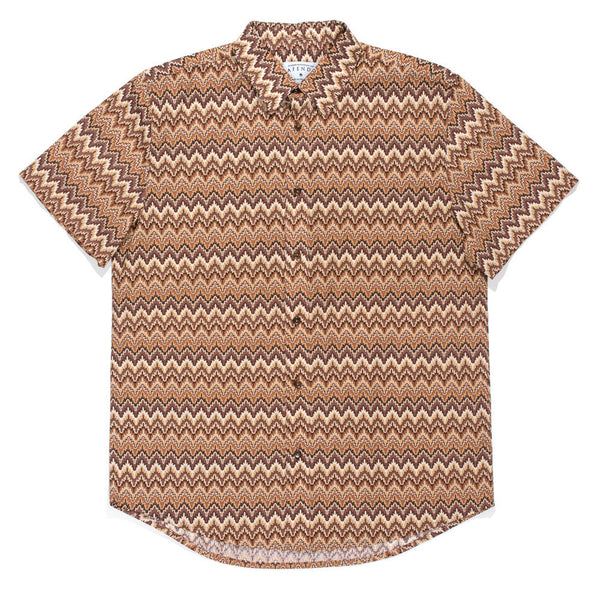 Afends Debaser - Short Sleeve Shirt - Crochet Brown