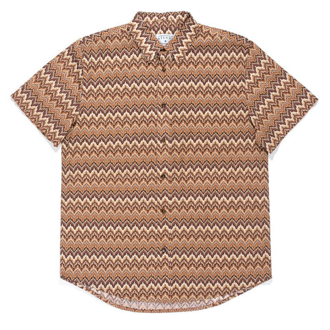 Afends Debaser - Short Sleeve Shirt - Crochet Brown