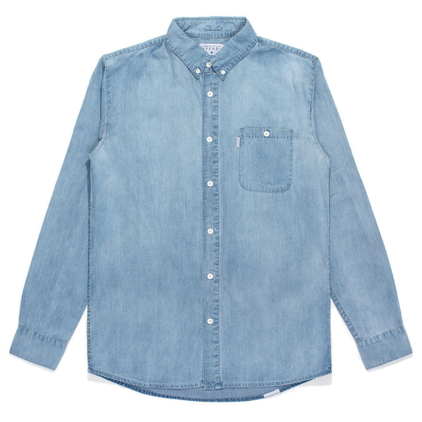 Afends Nail - Long Sleeve Shirt - Stone Blue