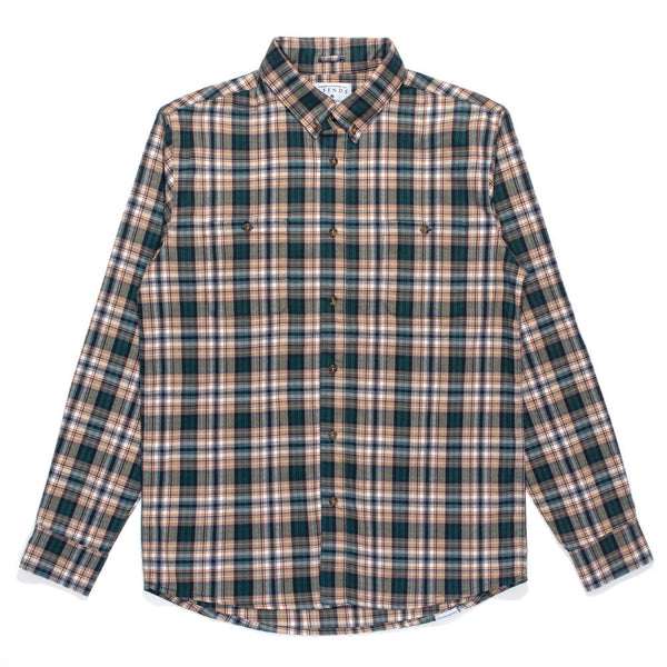 Afends Drop - Long Sleeve Shirt - Green Check