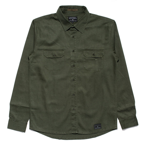 Afends Unrest - Long Sleeve Hemp Shirt - Juniper Green