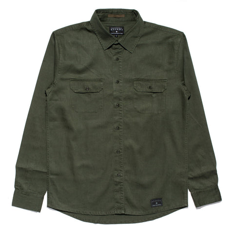 Afends Unrest - Long Sleeve Hemp Shirt - Juniper Green