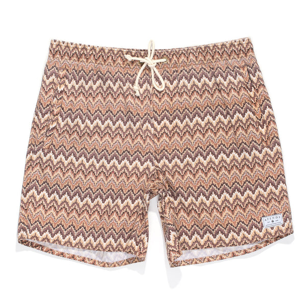 Afends Baywatch Crochet - 15.5" Elastic Waist Swim Shorts - Crochet