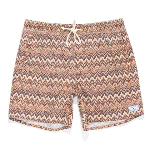 Afends Baywatch Crochet - 15.5" Elastic Waist Swim Shorts - Crochet