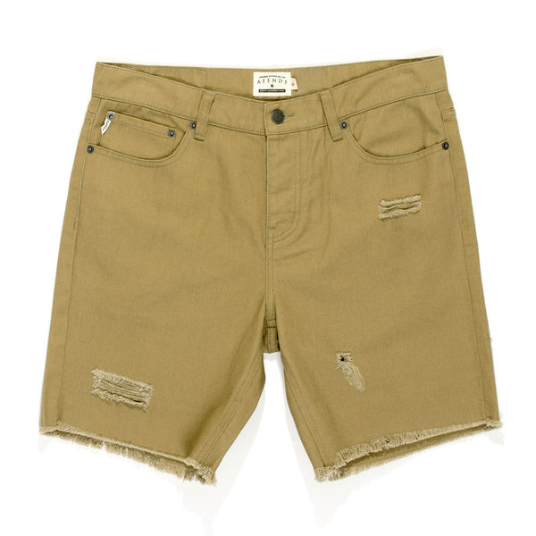 Afends Cut Off Denim - Denim Shorts - Olive