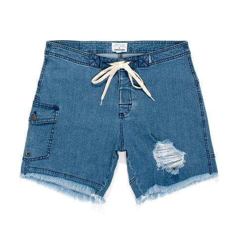 Afends Easyrider Vintage Blue- 16.5" Fixed Waist Boardshorts - Vintage Blue