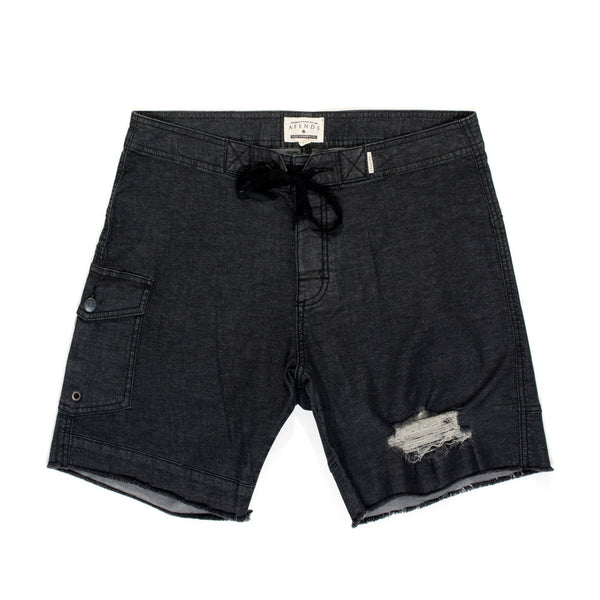 Afends Easyrider Faded Black - 16.5" Fixed Waist Boardshorts - Faded Black