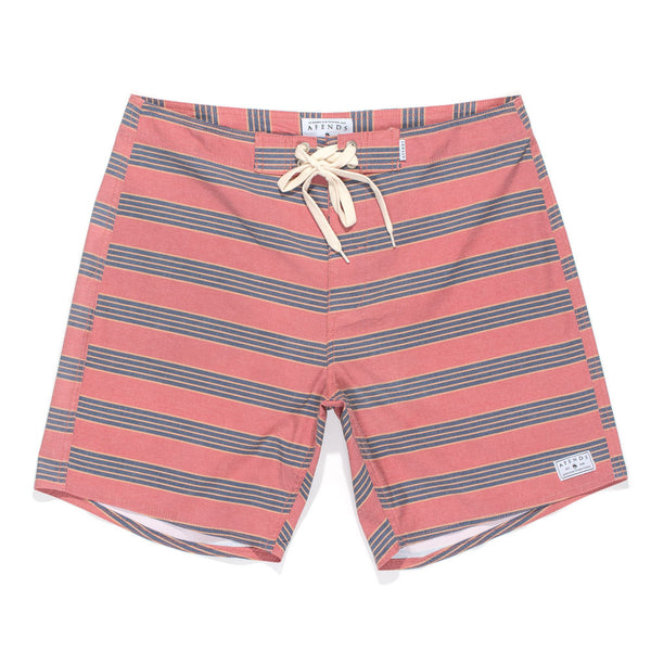 Afends Easyrider Red Stripe - 16.5" Fixed Waist Swim Shorts - Red Stripe