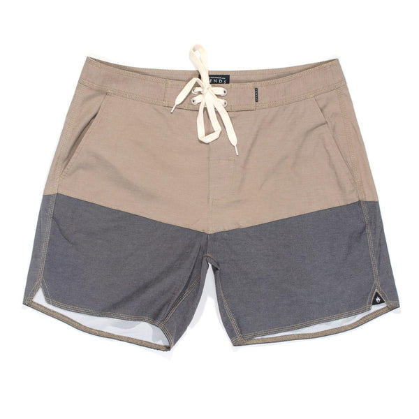 Afends Splits - 16.5" Fixed Waist Pockets Swim Shorts - Military / Black