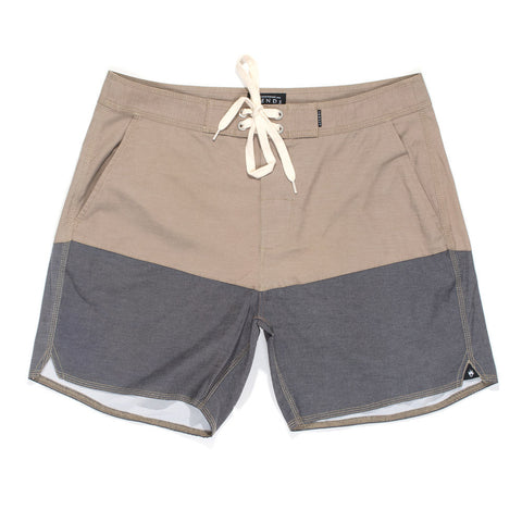 Afends Splits - 16.5" Fixed Waist Pockets Swim Shorts - Military / Black