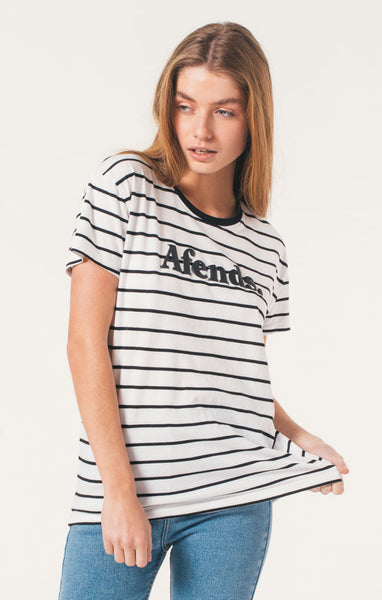 Afends Paris - Tee - Black & White Stripe