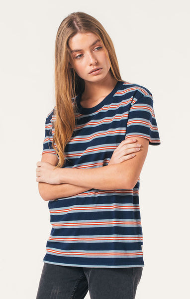 Afends T-Bone - Tee - Navy Stripe