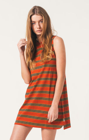 Afends Leify - Bandcit Dress - Red Stripe