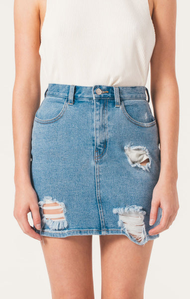 Afends Beat Chevy - Denim Skirt - Stone Blue