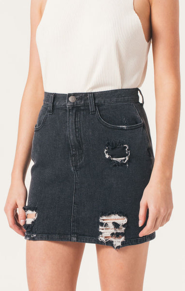 Afends Beat Chevy - Denim Skirt - Stone Black