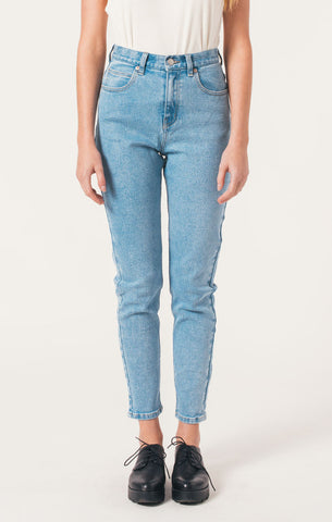 Afends Luckies - High Waisted Slim Jeans - Stone Blue