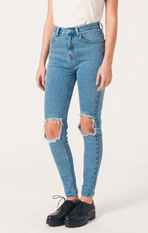 Afends Beat Zeppelins - High Waisted Skinny Jeans - Stone Blue