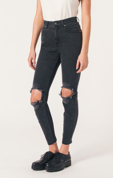 Afends Beat Zeppelins - High Waisted Skinny Jeans - Stone Black