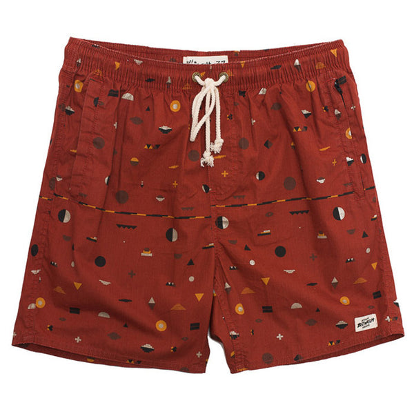 Afends Baywatch Navi - 16.5" Elastic Waist Boardshorts - Navi Rust