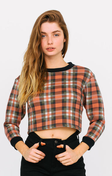 Afends Bree - Semi Cropped Sweater - plaid
