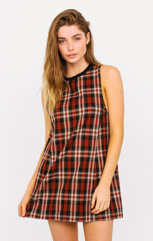 Afends Check It - Dress - Plaid Rust
