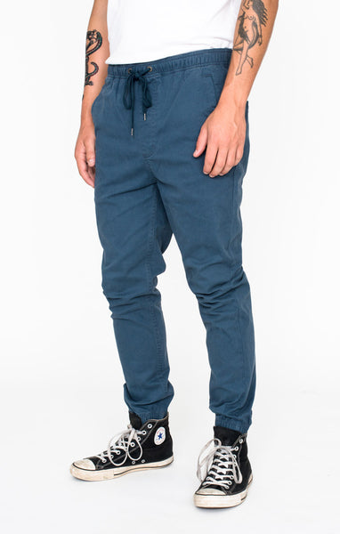 Afends Hammer Pants - Elastic Waist Beach Pant - Petrol