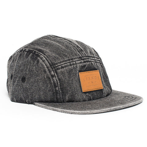 Afends Black Acid Denim - 5 Panel Hat - Black Acid