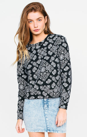 AFENDS GUNS OUT FLEECE SWEATER - BLACK PAISLEY