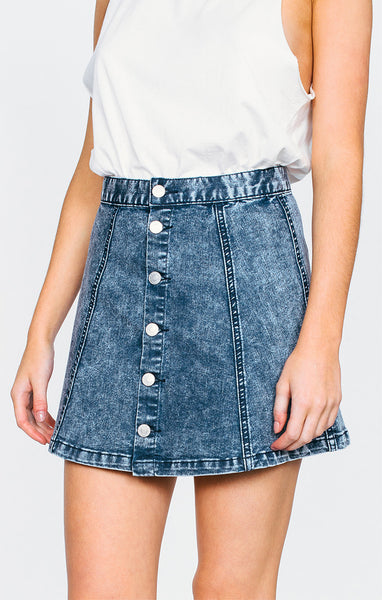 AFENDS JAWBREAKER DENIM SKIRT - INDIGO