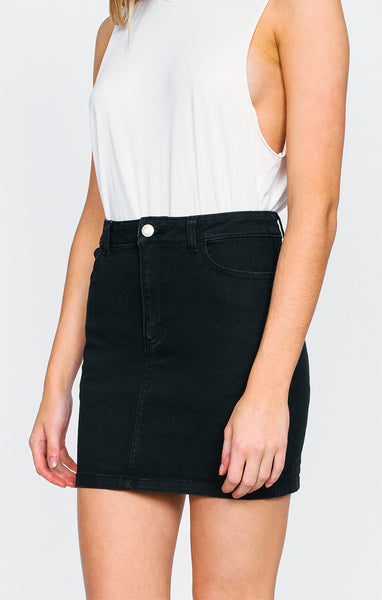 AFENDS CHEVY DENIM SKIRT - BLACK