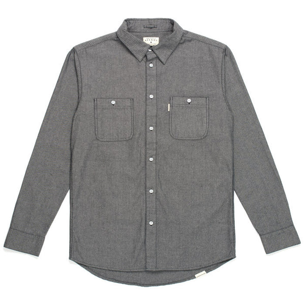 Afends Cal - Long Sleeve Shirt - Herringbone Black