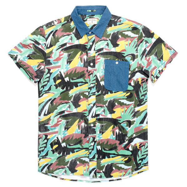 Afends Far - Short Sleeve Shirt - Forest