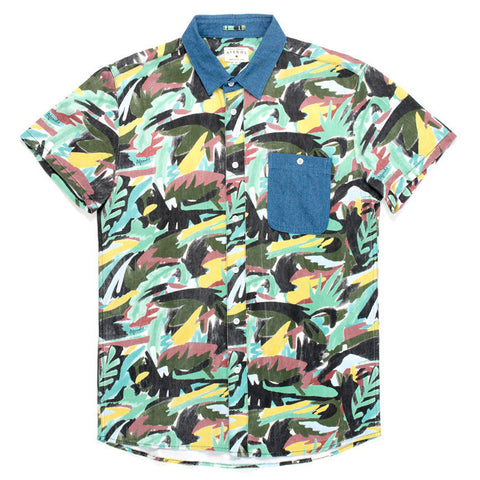 Afends Far - Short Sleeve Shirt - Forest